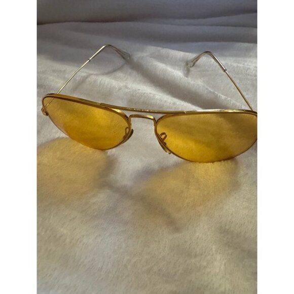 VINTAGE B&L Ray-Ban USA Aviator Shooter Yellow Sunglasses w/ Case - Picture 5 of 7